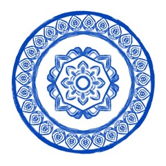 Hand drawn floral design round frame with textured line. botanical, natural theme. for decoration, wallpaper, background, home decor, ceramic, fabric, tile. flower style.