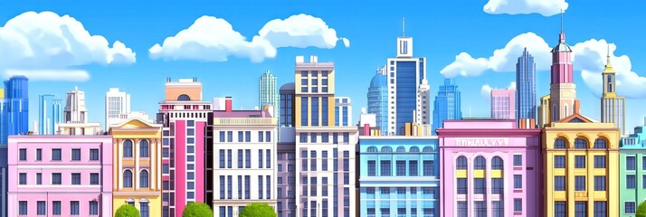 Fototapeta premium 2d animation kyiv ukraine republic downtown skyline 