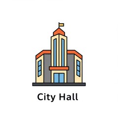 Fototapeta premium City Hall Vector Icon for Real Estate Apps