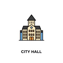 Fototapeta premium Modern Vector Icon of City Hall for Real Estate Apps