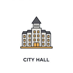 Modern Vector Icon of City Hall for Real Estate Apps