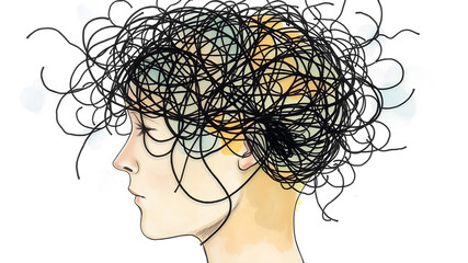 Confused person, psychological problems, world mental health day. Generative AI