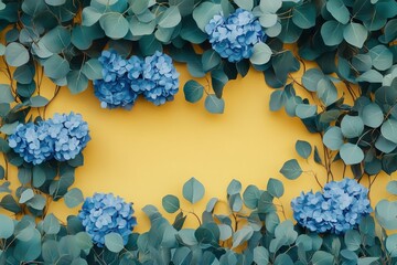 Floral arrangement on a mustard yellow background.