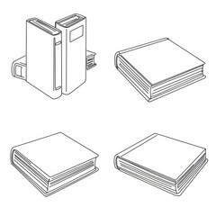 Flat Line Illustration of Open and Closed Books