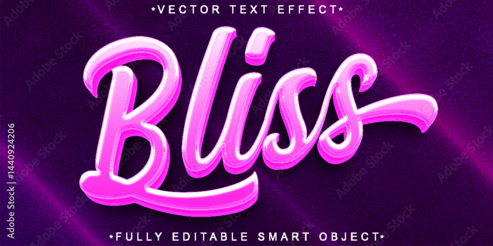 Poster purple bliss happiness vector fully editable smart object text effect