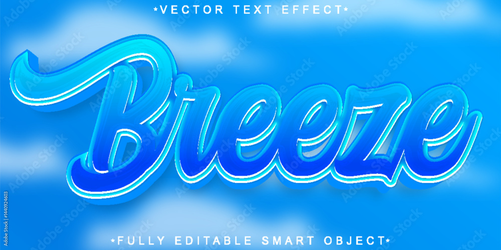 Aufkleber cartoon breeze vector fully editable smart object text effect