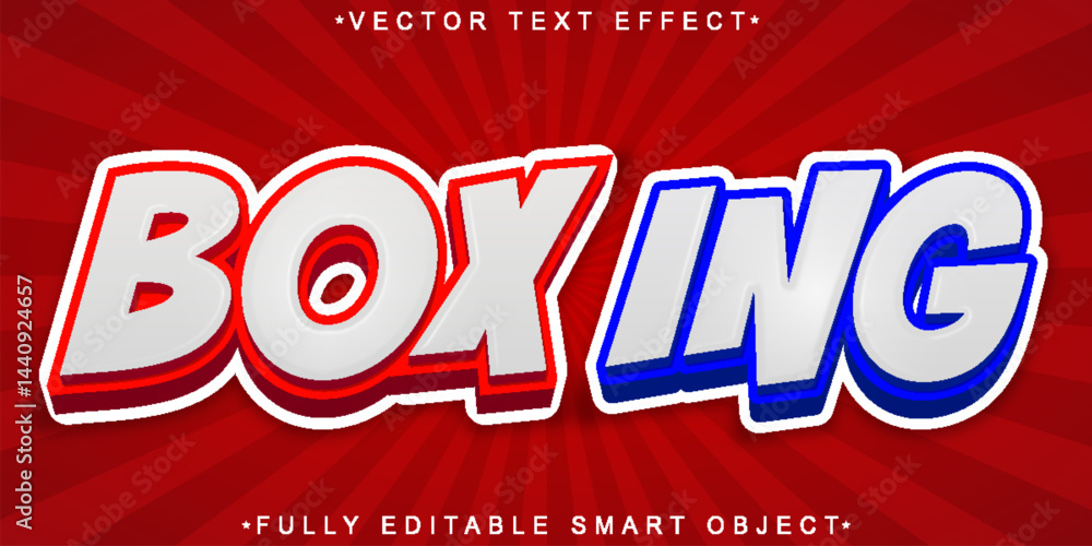 Aufkleber red cartoon boxing fighter vector fully editable smart object text effect