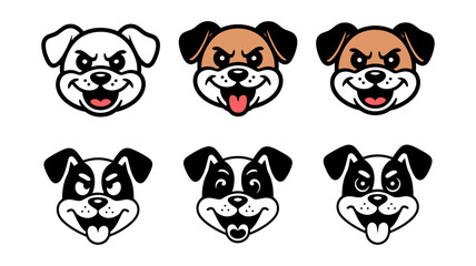 Collection of Cute Cartoon Dog Heads with Different Expressions