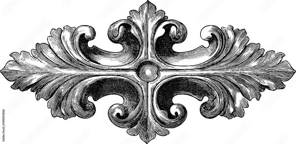 Poster intricate baroque cross with symmetrical design for decorative art and prints