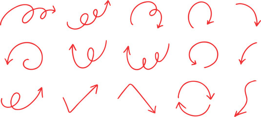 ベクターのペンの手書きの矢印セット 黒 矢印ハート装飾要素線画手描きスケッチ