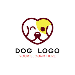 dog training grooming paw logo design vector