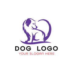 dog training grooming paw logo design vector