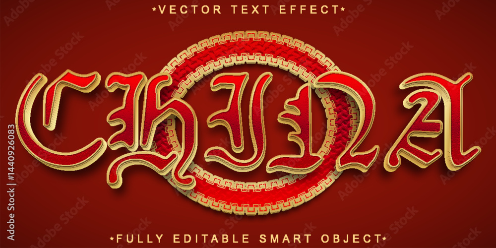 Poster red china vector fully editable smart object text effect