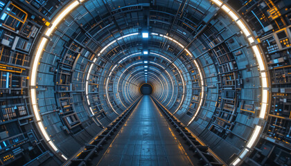 Long tunnel featuring dramatic light effects