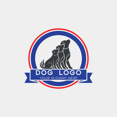dog training grooming paw logo design vector