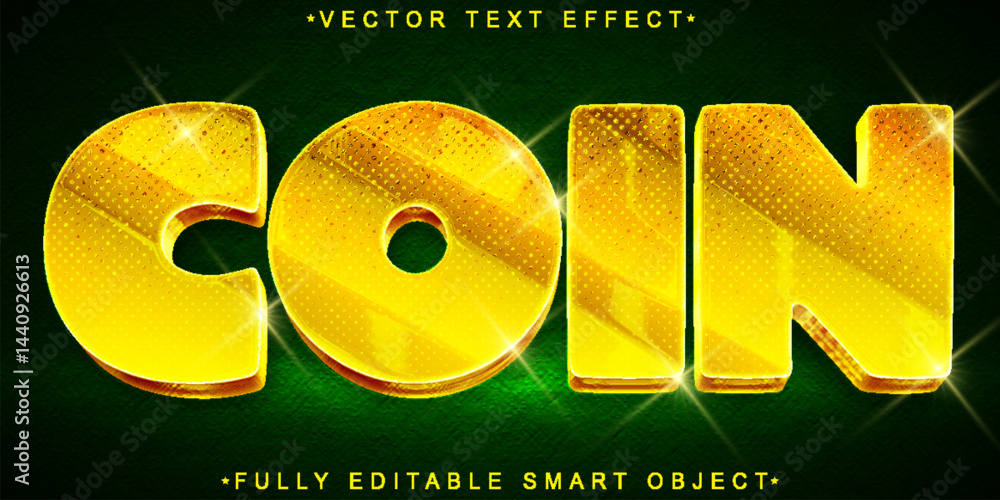 Poster colden coin vector fully editable smart object text effect