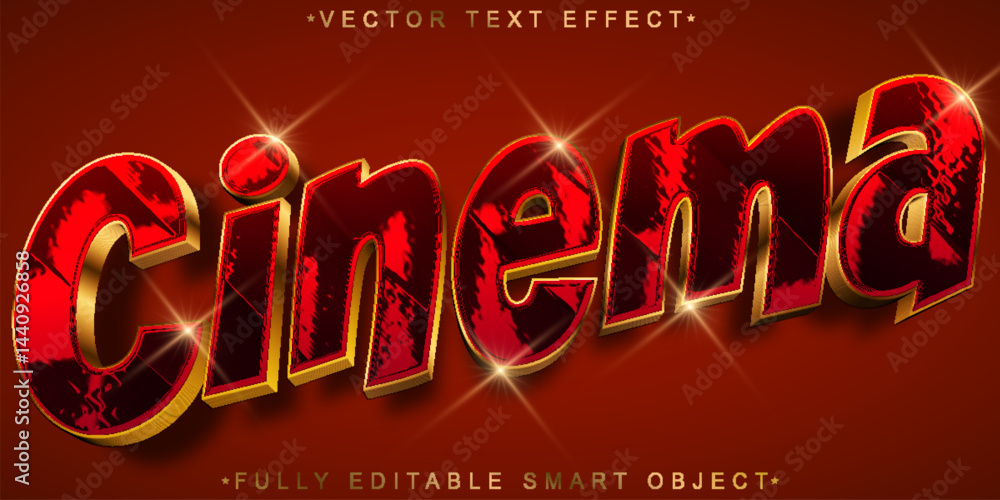 Poster red cinema vector fully editable smart object text effect