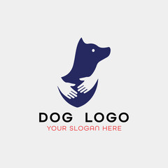 dog training grooming paw logo design vector