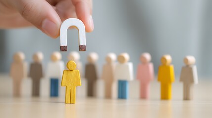 Magnet attracts right candidate from row in human resources hiring process  
