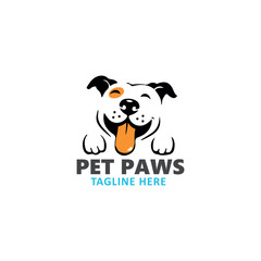 dog training grooming paw logo design vector