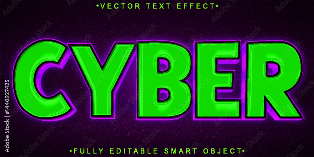 Poster green tech cyber vector fully editable smart object text effect