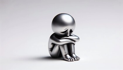 Fototapeta premium Statuette de metal représentation des émotions de tristesse et de honte