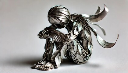 Statuette de metal repr&eacute;sentation des &eacute;motions de tristesse et de honte