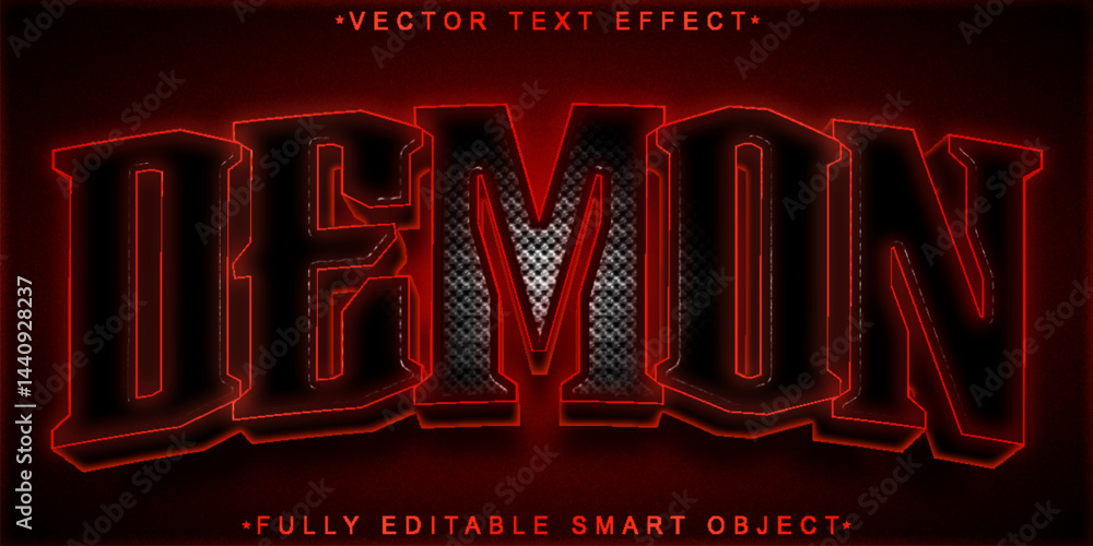Poster dark red demon horror vector fully editable smart object text effect
