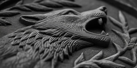 head of a direwolf 3d mural