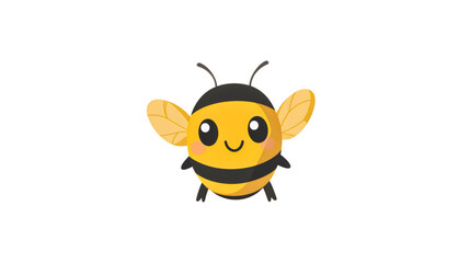 Naklejka premium A cute little bee smiling, a worker bee diligently working, in a cartoonish, comical style with a transparent background.