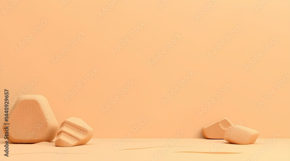 Poster abstract composition: sculptural forms in a minimalist setting, blending simplicity with elegant des