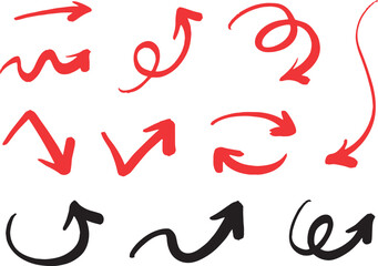 ベクターのペンの手書きの矢印セット 黒 矢印ハート装飾要素線画手描きスケッチ