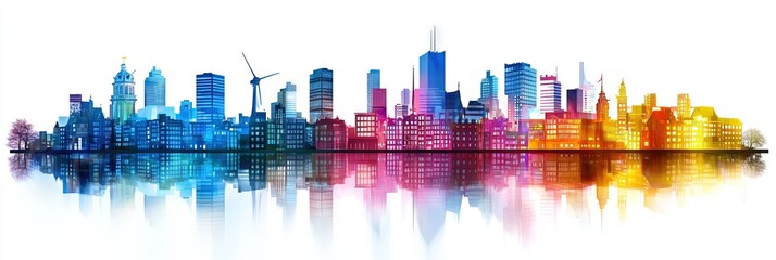 3d vector amsterdam downtown skyline