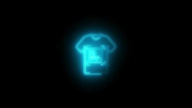 a glowing neon t-shirt icon animation HD video on black background