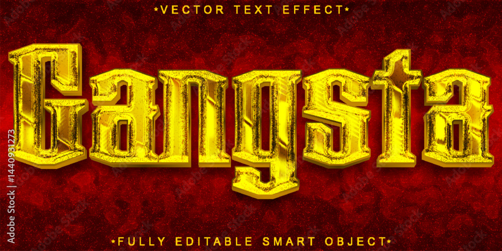 Aufkleber red and golden gangster vector fully editable smart object text effect