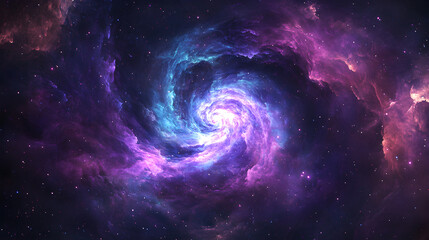 Cosmic spiral galaxy, vibrant purple and blue nebula, swirling cosmic dust, celestial watercolor painting