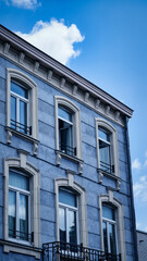 Fototapeta premium Lille old town quarter with empty narrow cobblestone street in France