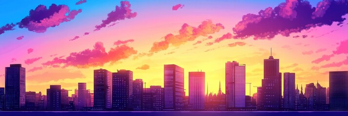 Fototapeta premium anime amsterdam downtown skyline 