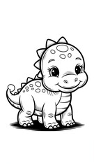 Fototapeta premium Adorable Baby Dinosaur – Line-Art Page