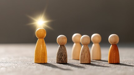 Distinctive business talent emerges with golden spotlight on wooden peg dolls  
