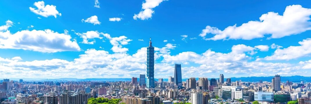 anime new taipei city taiwan downtown skyline 