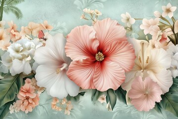 Elegant Tropical Hibiscus Floral Arrangement.