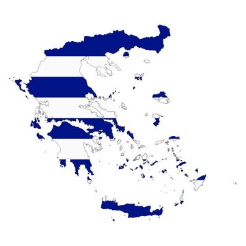 Greece outline map animation with flag colors