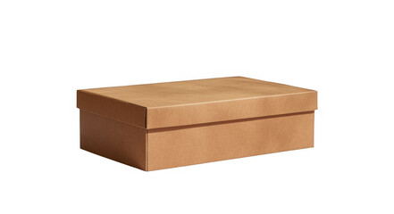 Tan closed rectangular cardboard container with a lid for storage, showcasing simple design and packaging possibilities on a transparent background, PNG image, PNG file.