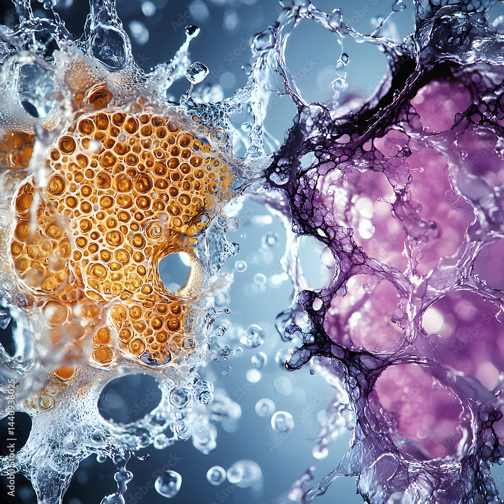 Poster abstract art with cellular structures. excellent for scientific visualizations or unique background 