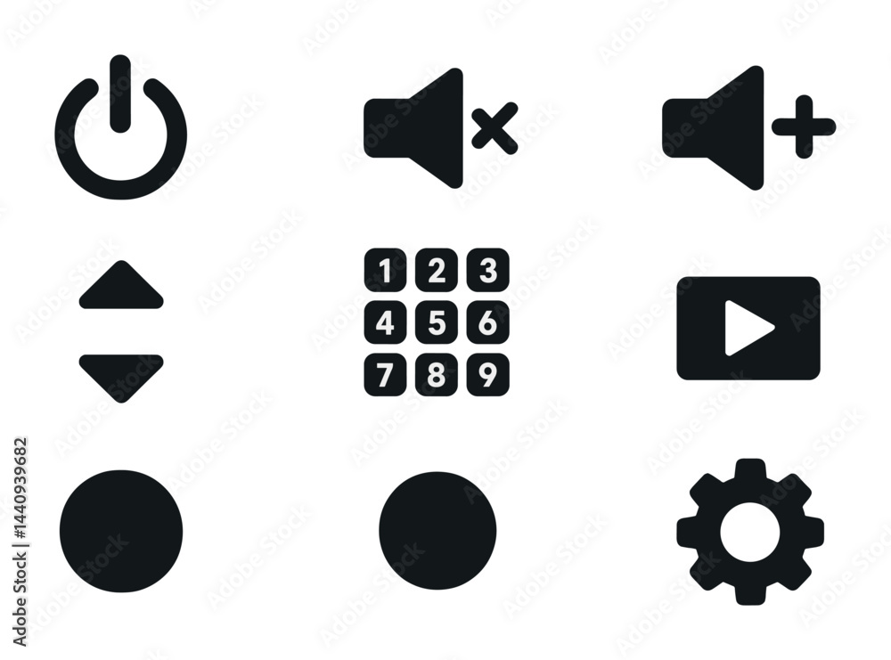 Poster multimedia control icons set for user interface design