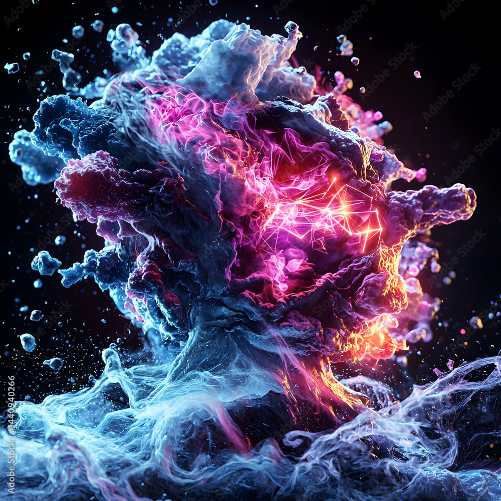 Poster abstract depiction of a glowing energy formation. use it for digital art backgrounds or dynamic visu