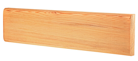 Single wooden beam isolated on a white background. Pine wooden bar.