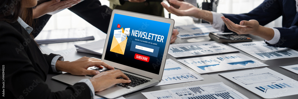 Poster newsletter signup page on computer for customer to subscribe brisk newsletter update information to 