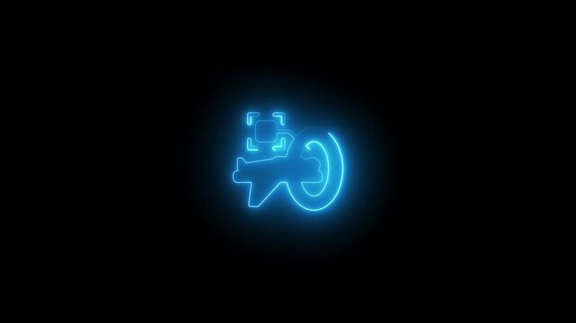a glowing neon Ct Scan icon animation video on black background